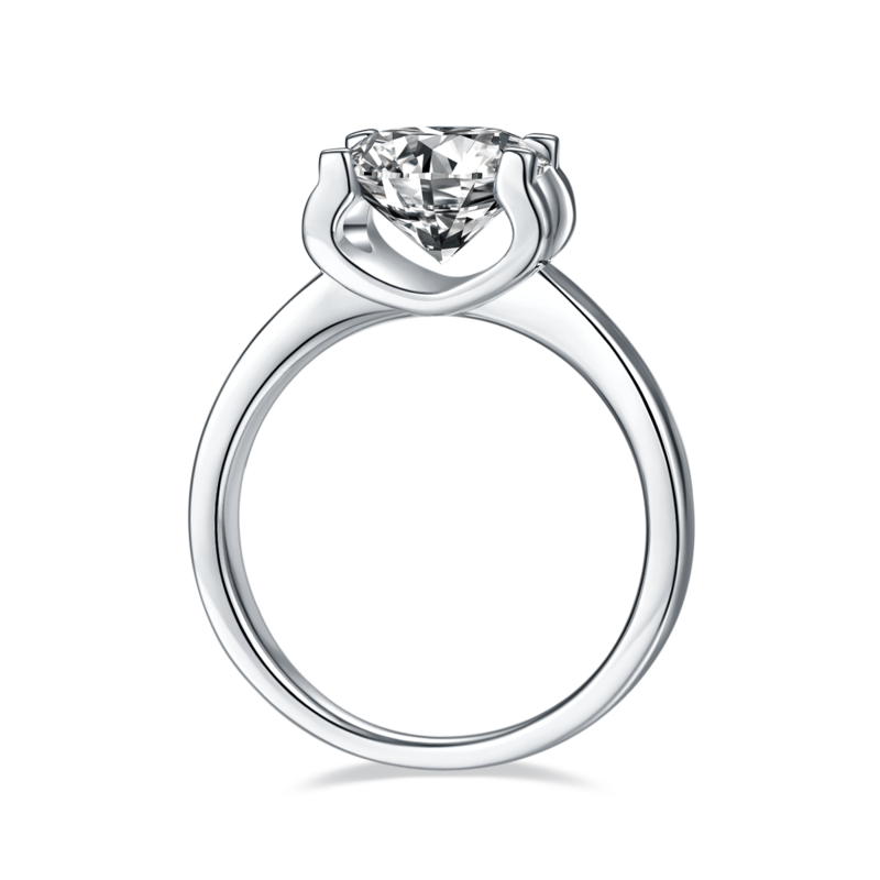 Classic牛头S925银镀白金MoissaniteWomen's Ring3.0ctD级